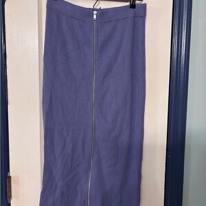 Ribbed Purple Pencil Skirt with Center Front Zipper